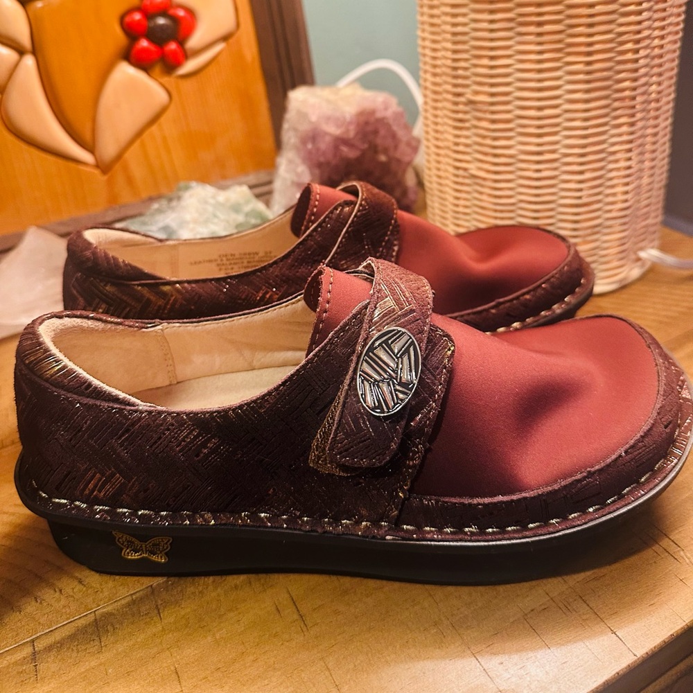 Alegría Womens Dena Slip On Shoes Interlock Choco Nurse Size 37 (US7-7.5)
